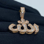 10K Rose Gold Allah Baguette Diamond Pendant - additional product view 4