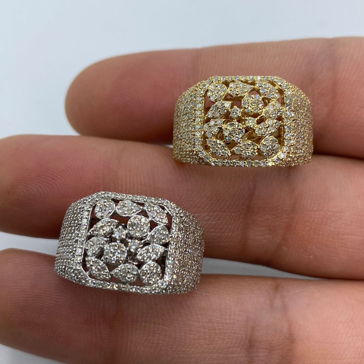 10K Gold Floral Square Diamond Ring - additional product view 5