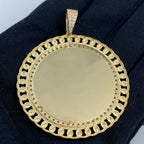 14K Gold Cuban Round Picture Photo CZ Pendant - additional product view 4