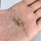 10K Gold Cursive K Initial Diamond Pendant - additional product view 3