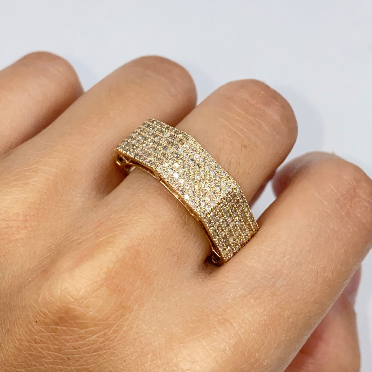 10K Gold 8.2mm Iced Diamond Ring in yellow gold - close-up product photo