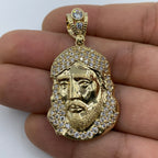 14K Gold Jesus Head Pendant 1.9 in - additional product view 2