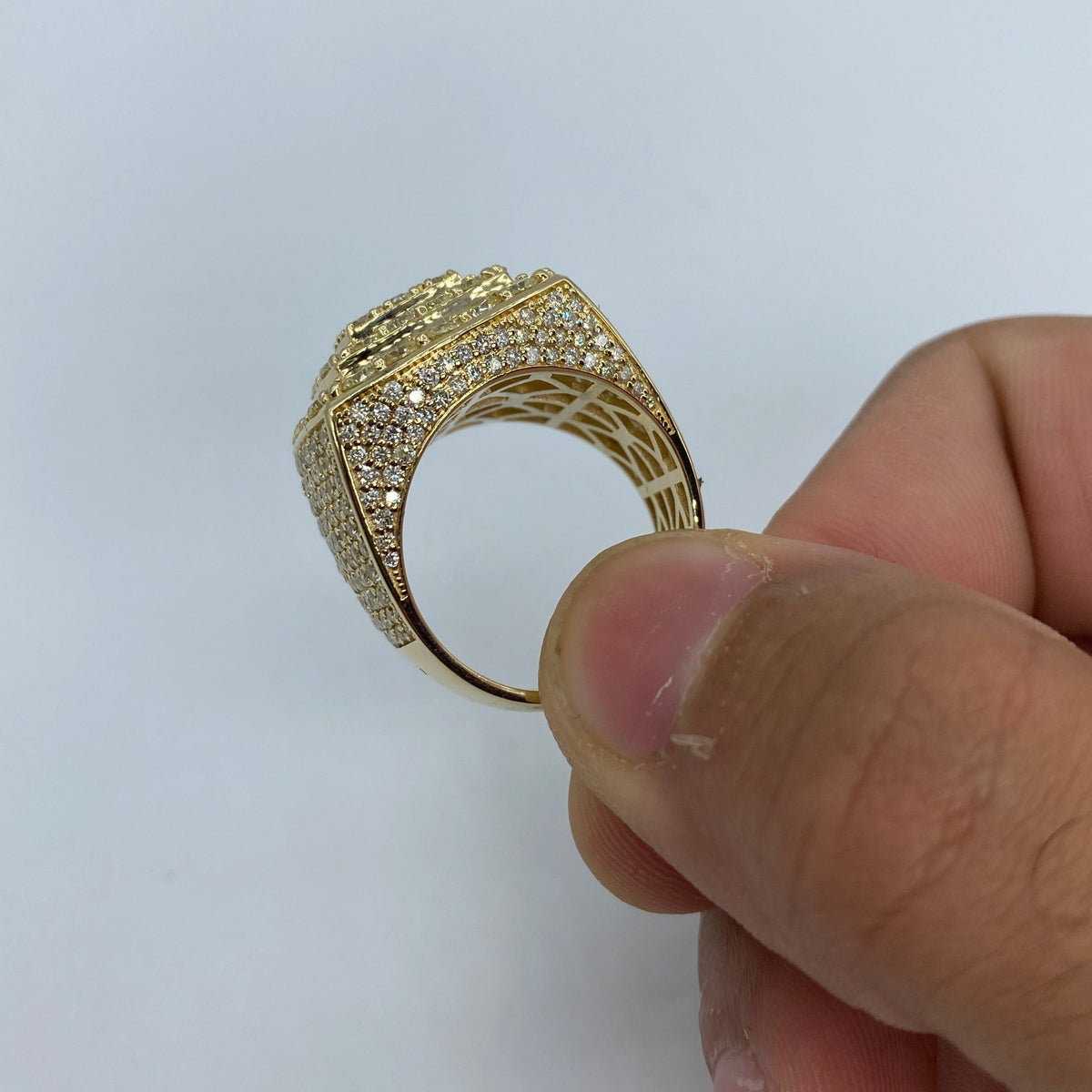 14K Gold Square Jumbo Italian Diamond Ring - additional product view 5