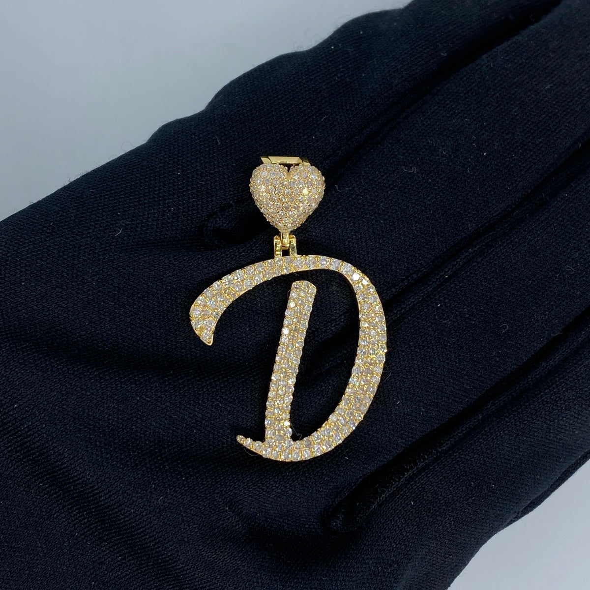 14K Gold Initial D Script Heart Diamond Pendant - additional product view 2