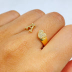 Initial Letter Heart Diamond Ring in yellow - close-up product photo