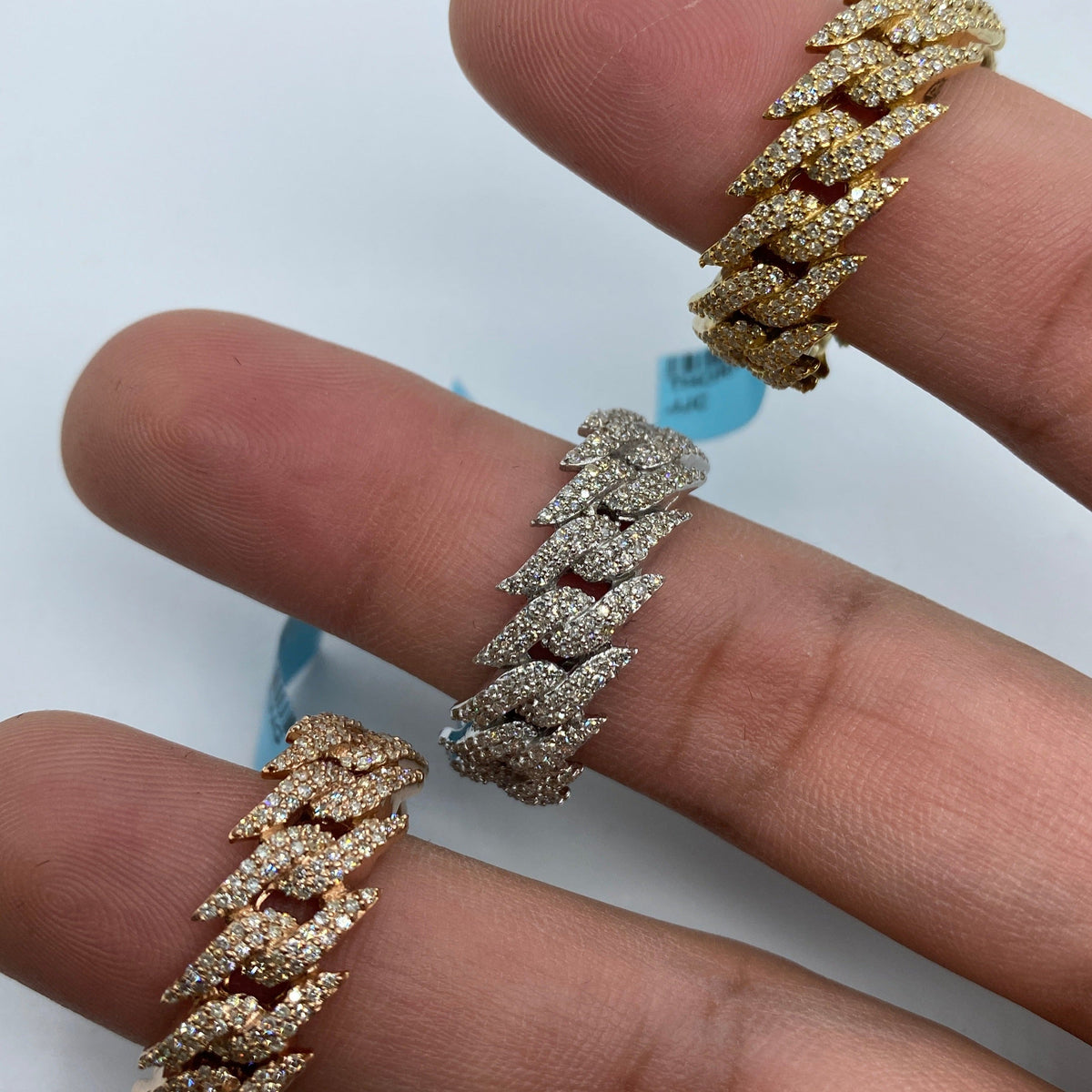 14K Gold 10mm Eternity Cuban Thorn Diamond Ring - additional product view 7