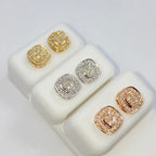 14K Gold 8mm Rounded Square Halo Diamond Earrings - additional product view 7