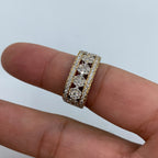 14K Gold Rectangle Flowers Diamond Ring - additional product view 2