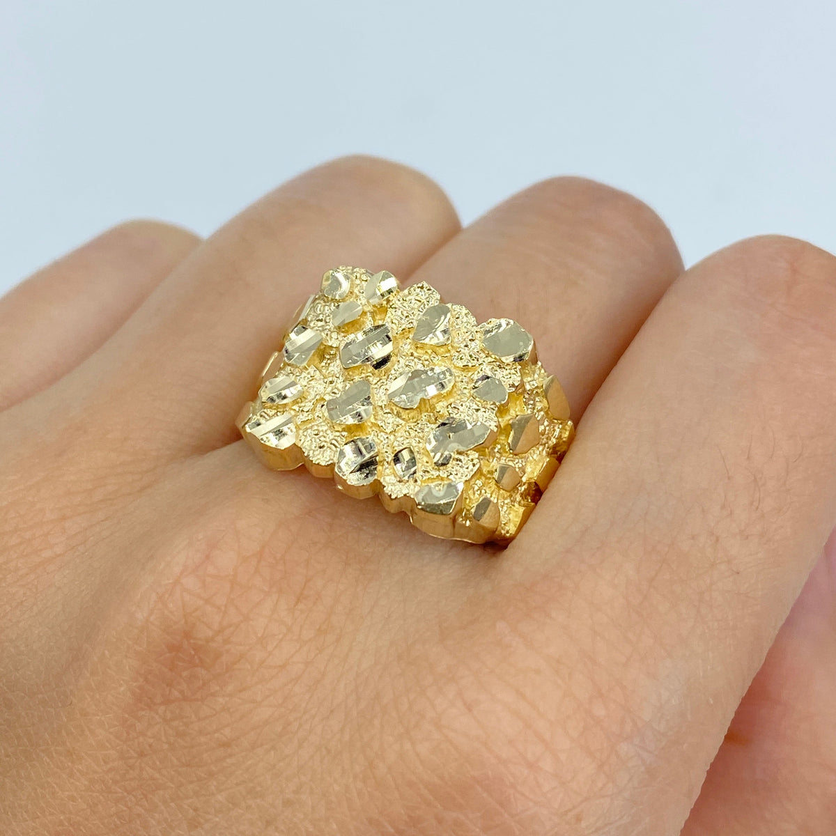 10K Gold Chunky Nugget Ring, 15.2mm - close-up product photo
