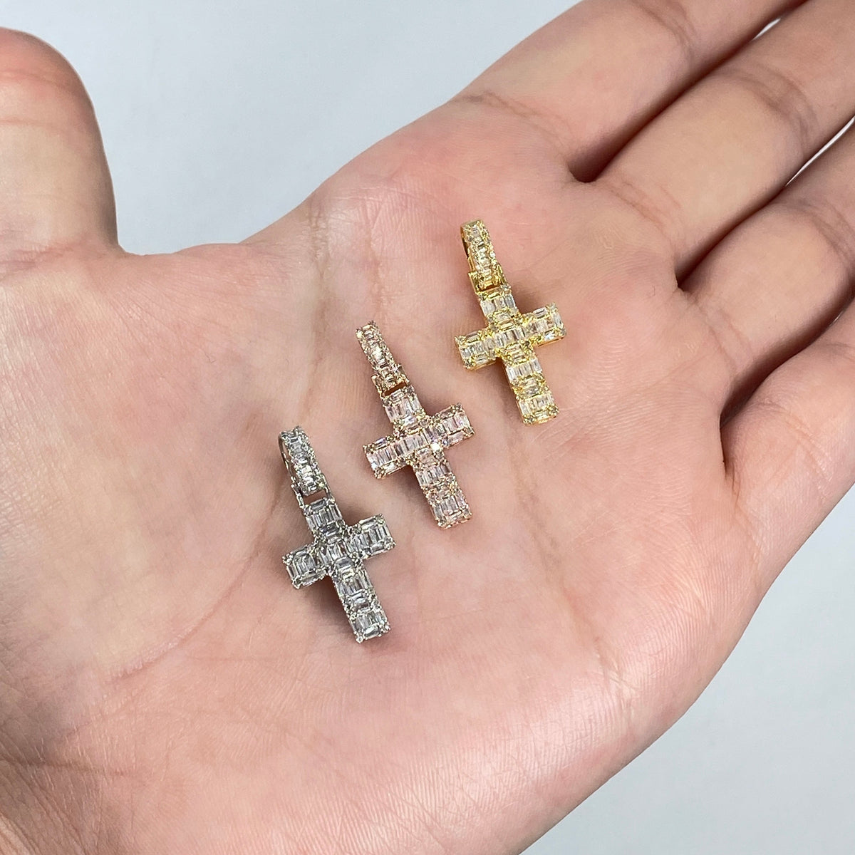 14K Gold Diamond Baguette Cross Pendant - additional product view 3