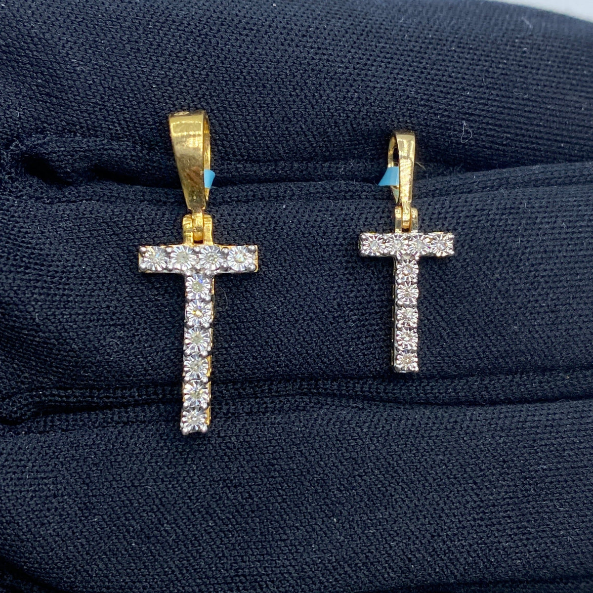 14K Gold Single Stone Initial T Diamond Pendant - main product photo