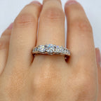 14K Gold Three Stone Pave Diamond Engagement Ring - additional product view 2