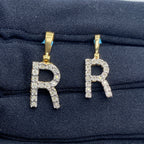 14K Gold Single Stone Initial R Diamond Pendant - main product photo