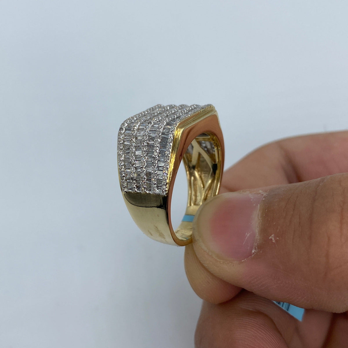 14K Gold Rectangle Quad-Row Diamond Baguette Ring - additional product view 5