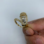 14K Gold Floral Tower Diamond Ring with Matching Band - additional product view 7