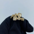 14K Gold Spiritual Bangle Diamond Baguette Ring in yellow gold - close-up product photo