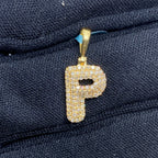 14K Gold Initial P Bubble Diamond Pendant - additional product view 2
