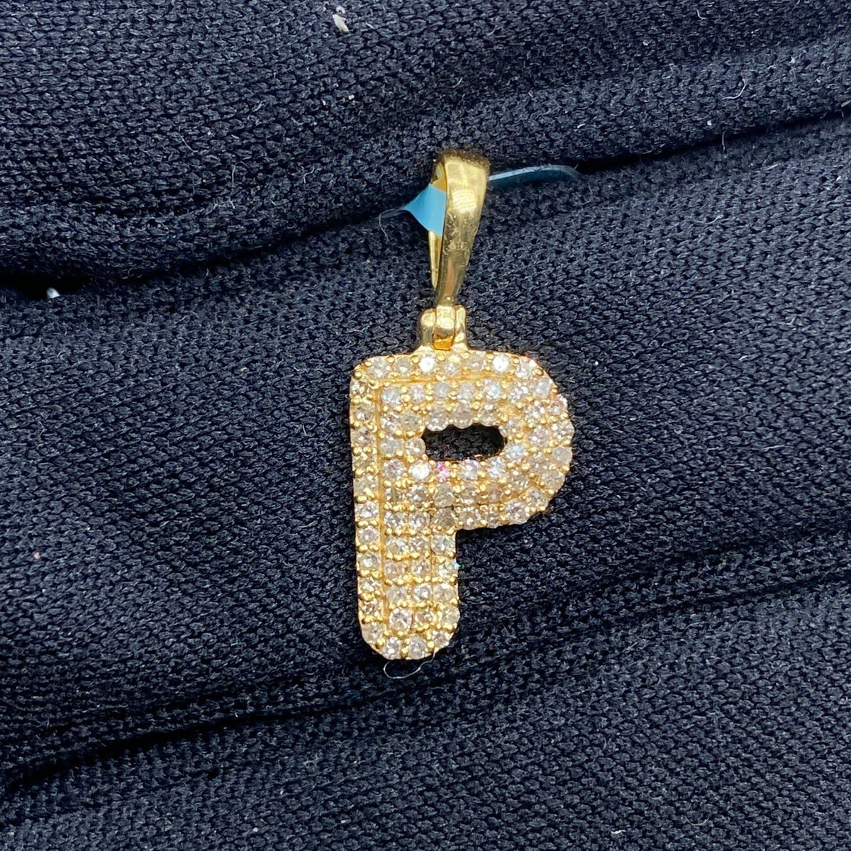 14K Gold Initial P Bubble Diamond Pendant - additional product view 2