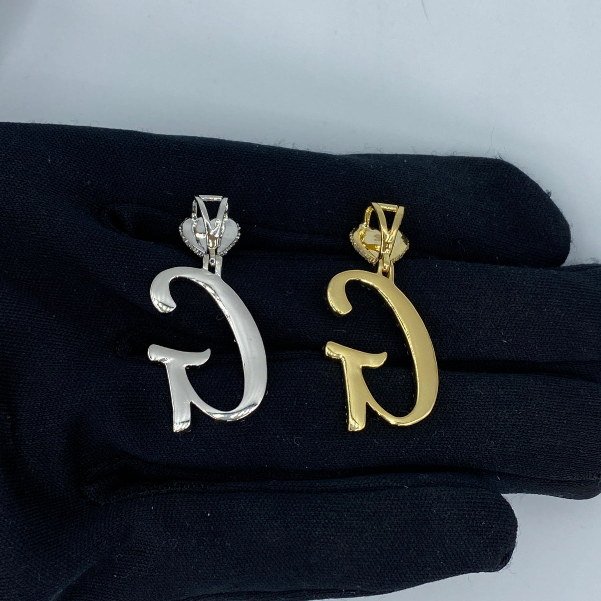 14K Gold Initial G Script Heart Diamond Pendant - additional product view 7