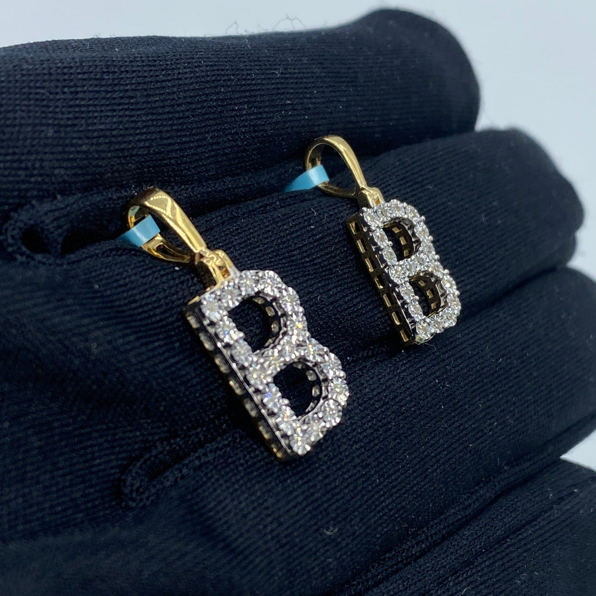 14K Gold Single Stone Initial B Diamond Pendant - additional product view 5