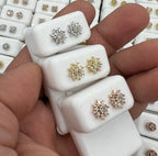 10K Gold Flower Diamond Baguette Earrings - additional product view 3
