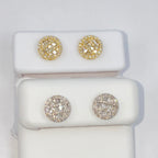 14K Gold 8.3mm Circle Diamond Baguette Earrings - additional product view 6