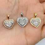 14K Gold Baguette Heart with Pave Diamond Halo Pendant - additional product view 2