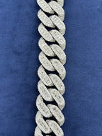 14K 18.5mm White Gold Baguette Cuban Diamond Chain - additional product view 4