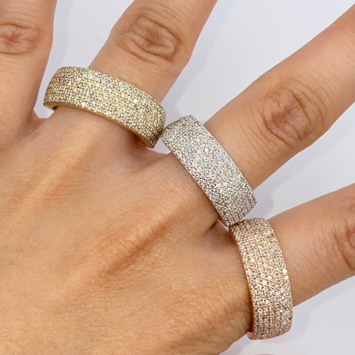 10K Gold 8mm Iced Pave Ring Diamond Band - additional product view 3