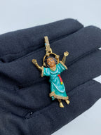 14K Gold Baby Jesus Enamel Diamond Pendant - additional product view 3