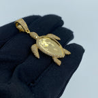 14K Gold Sea Turtle Picture Photo Diamond Pendant - additional product view 3