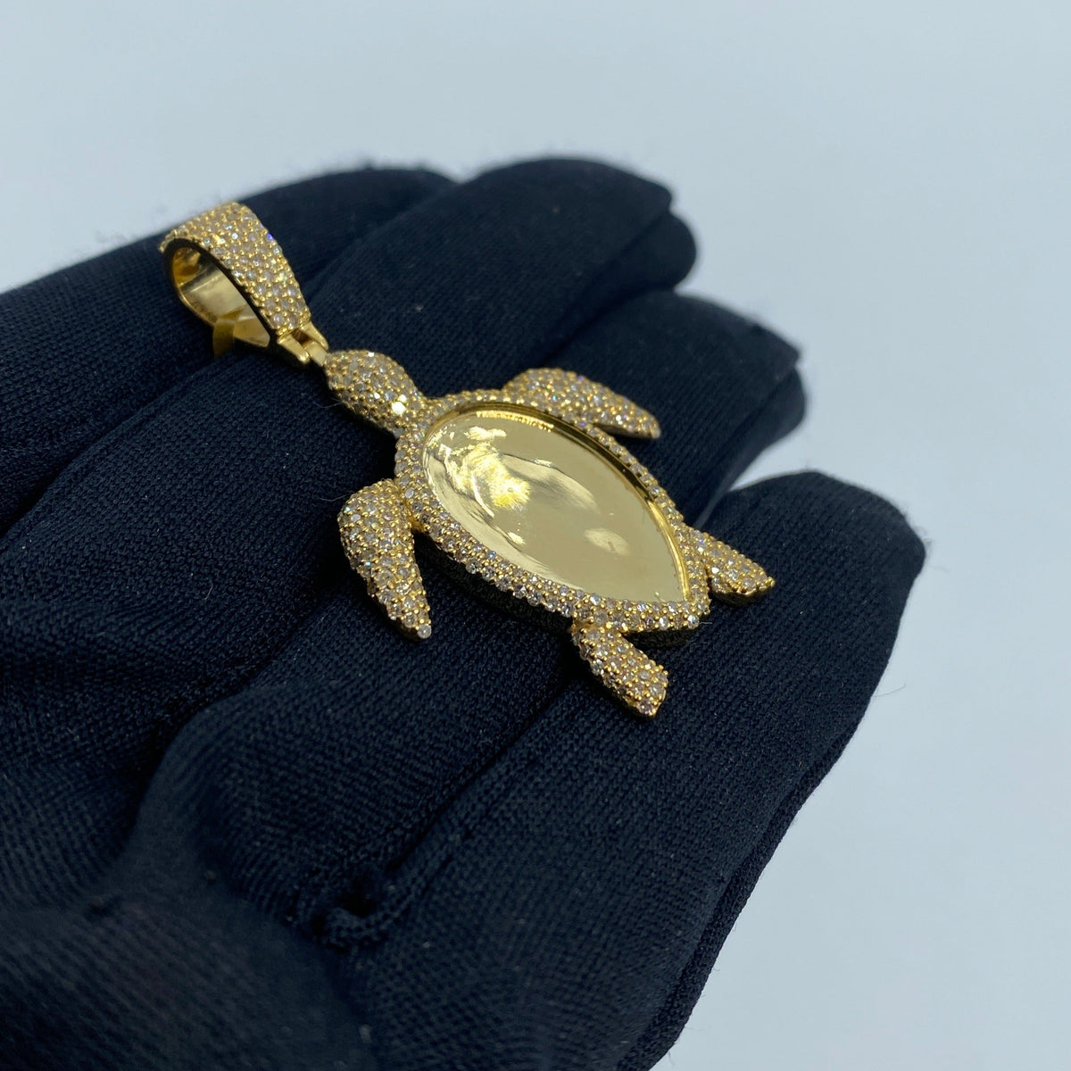 14K Gold Sea Turtle Picture Photo Diamond Pendant - additional product view 3