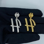 14K Gold Initial H Script Heart Diamond Pendant - additional product view 7