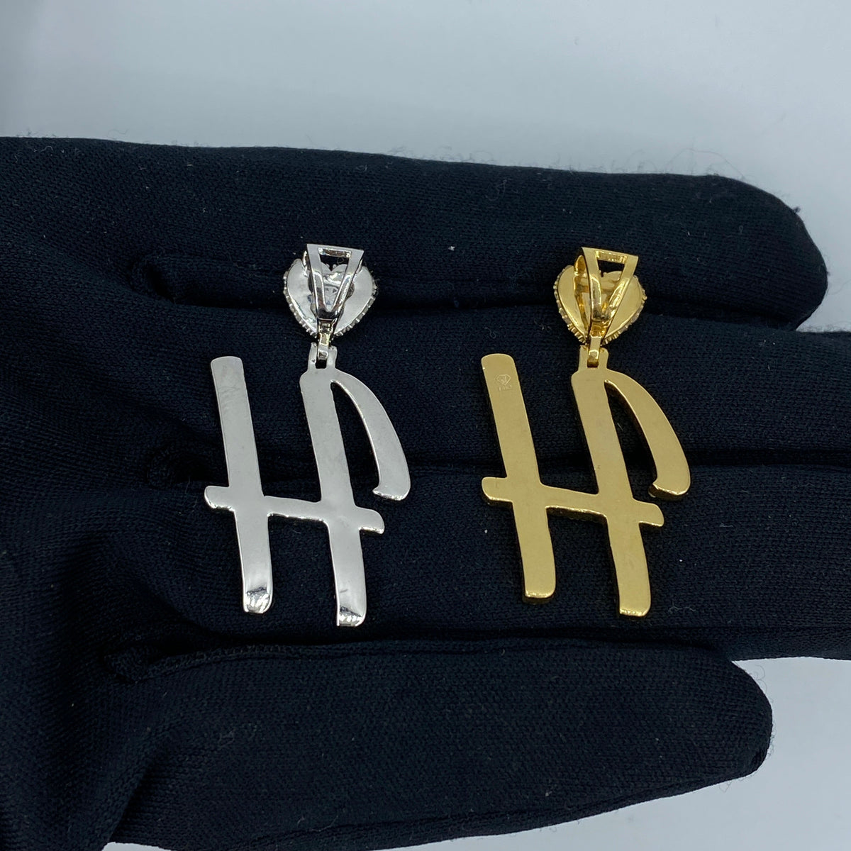 14K Gold Initial H Script Heart Diamond Pendant - additional product view 7