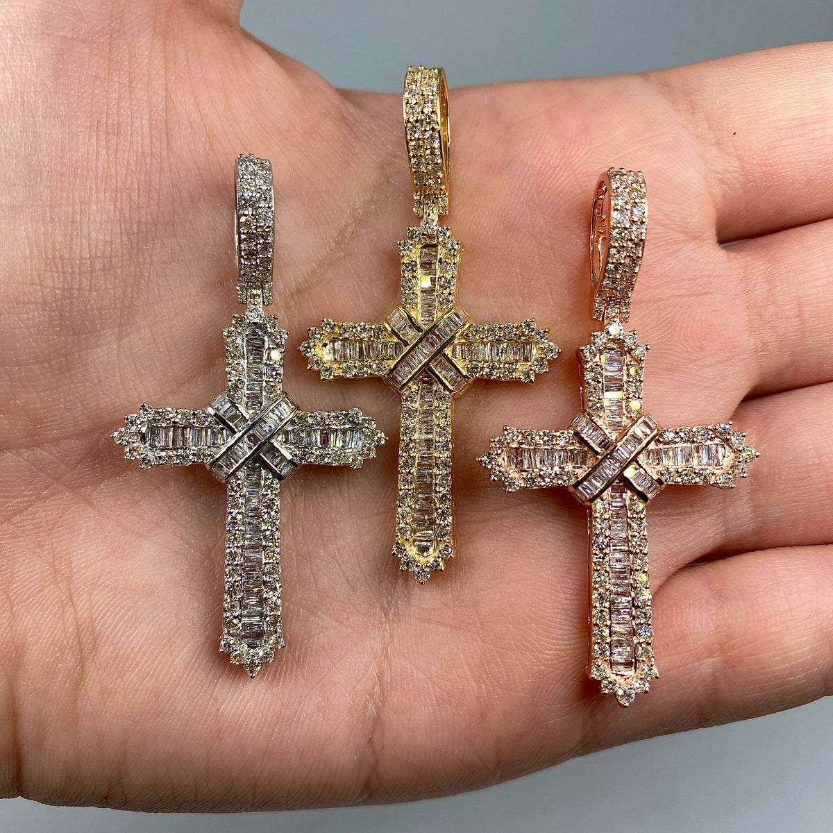14K Gold Diamond Latin Cross Pendant - additional product view 3