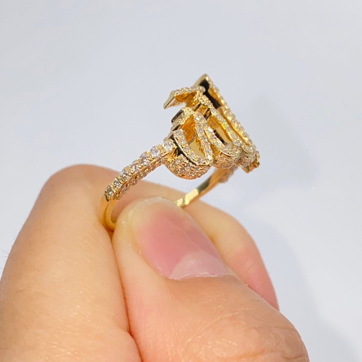 14K Gold Allah Pavé Diamond Ring - additional product view 7