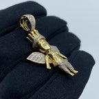 10K Gold Baby Angel with Crown Diamond Pendant - additional product view 3