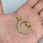 10K Gold Star Moon Diamond Pendant - additional product view 2