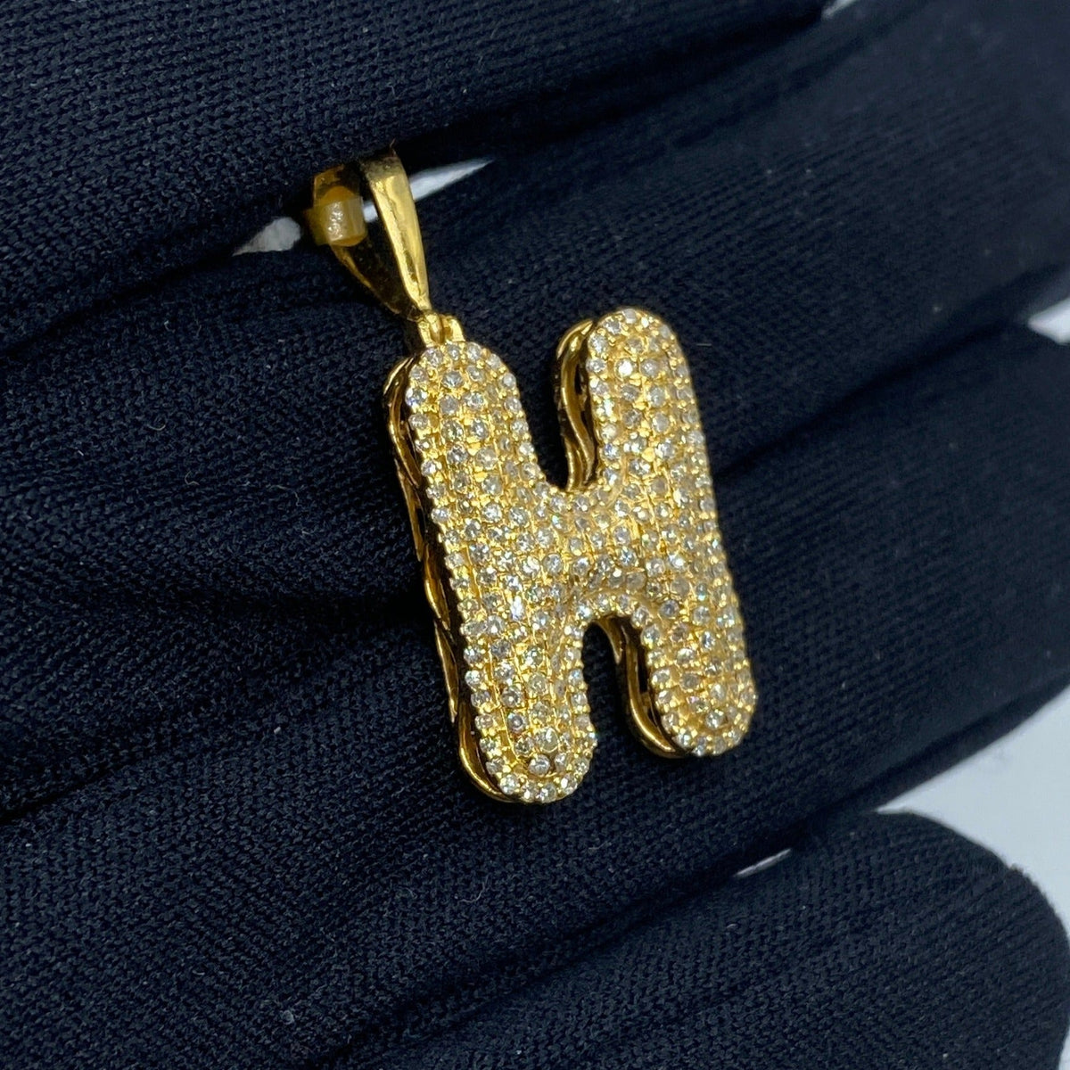Initial H Bubble Diamond Pendant - additional product view 3