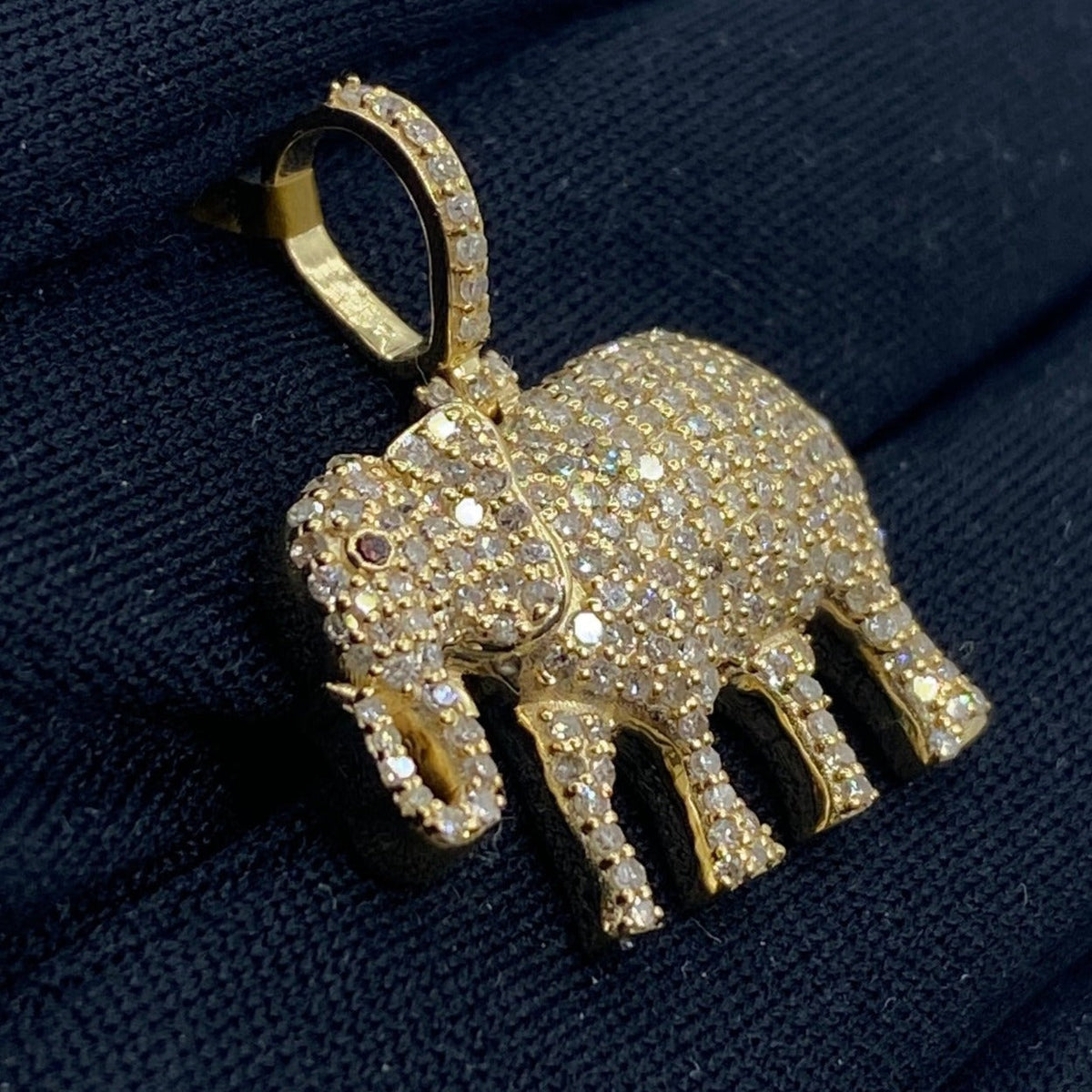 10K Gold Elephant Diamond Pendant 1.8 Ct - additional product view 3