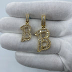 14K Gold Initial B Diamond Baguette Pendant - additional product view 2
