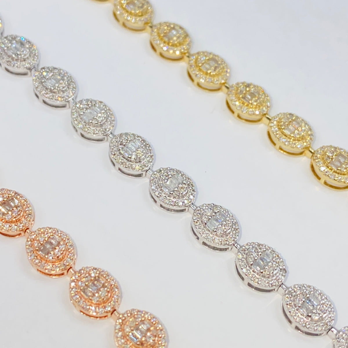 14K Gold Circle Diamond Baguette Tennis Bracelet 7 in - additional product view 6