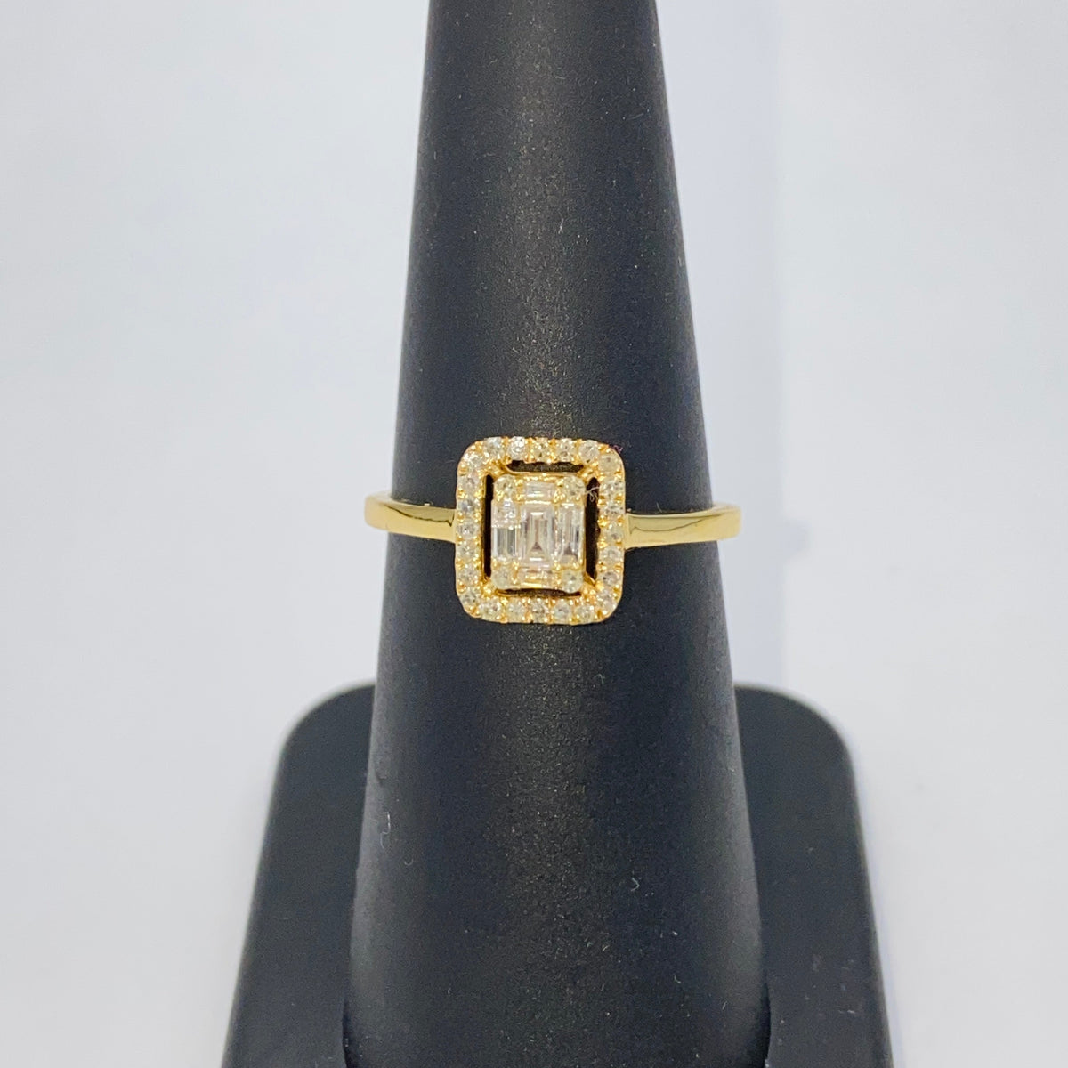14K Gold Palace Square Halo Diamond Baguette Engagement Ring - additional product view 6