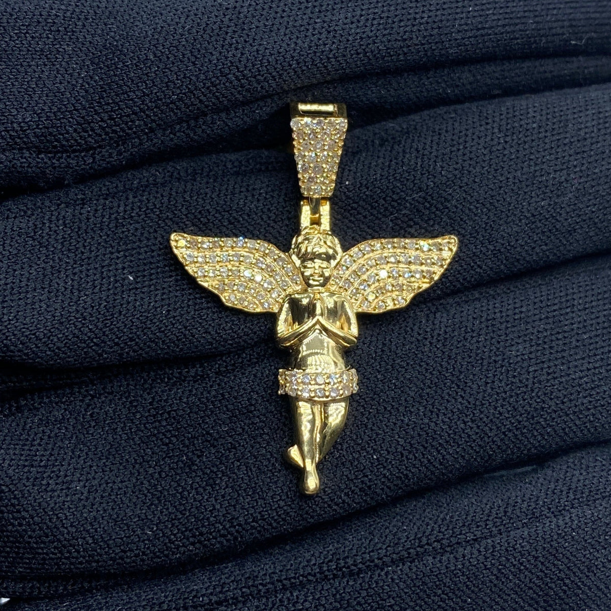 10K Gold Baby Angel Diamond Pendant 1.2 in - additional product view 2