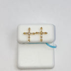 14K Gold Rosalia Cross Diamond Earrings in yellow gold - close-up product photo