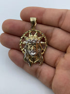 14K Gold Jesus Head with Halo Pendant 2.0 in - additional product view 3