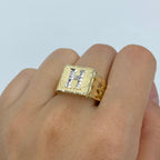 10K Gold Initial Letter Square Block Ring - additional product view 16