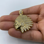 14K Gold Indian Chief Head Pendant - additional product view 7