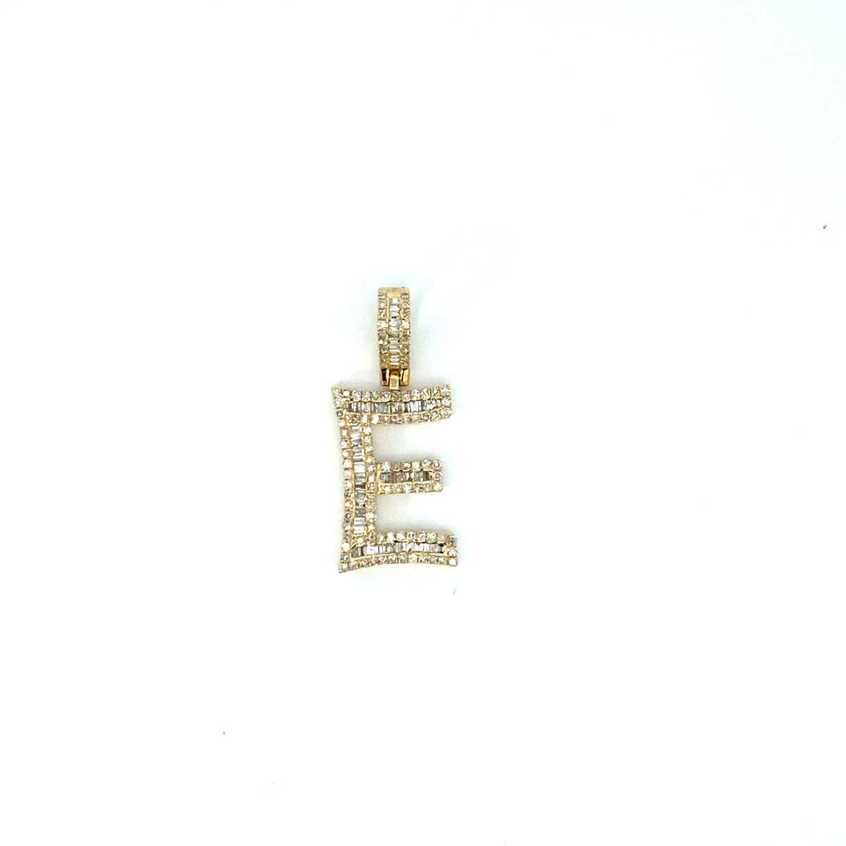 14K Gold Bamboo Initial Letter Diamond Baguette Pendants Full Collection - additional product view 54