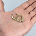 10K Gold Circle Puff Heart Hoop Earrings, 0.8" - close-up product photo